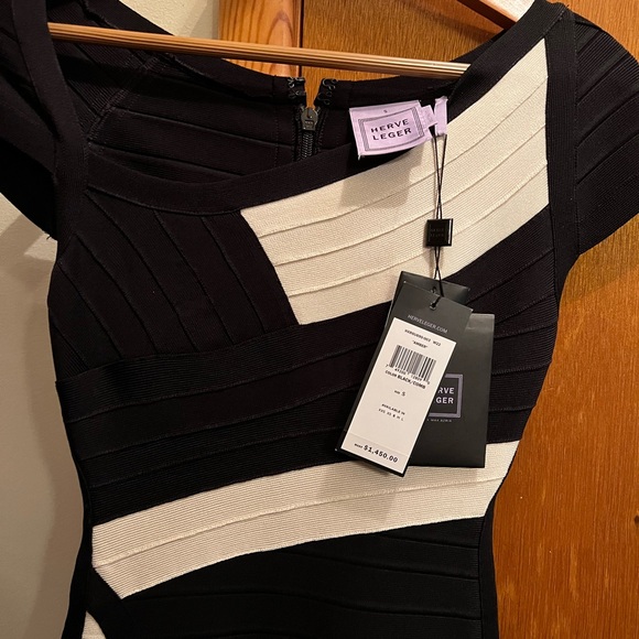 Herve Leger by Max Azria “Amber” Mini Dress—Small, Black & White - Picture 2 of 3